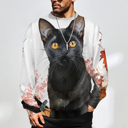 Mens Sweater Fall Persian Cat Men's Crewneck Pullover Sweaters Lightweight Crew Necks Sweatshirts2