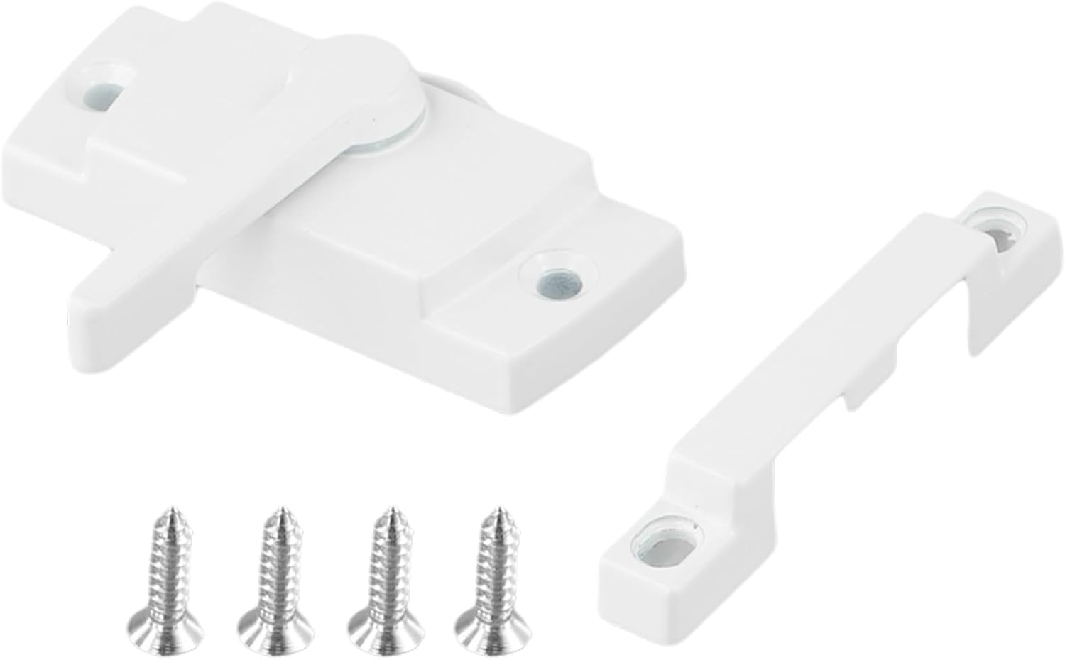 Zinc Alloy Sliding Window Lock Vertical Sash Latch with Cam Hook and Anti Lift Security Studs for Double Hung White Casement Catch Hardware (Left)