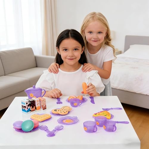 Juego de cocina para niños de imitación infantil y juego de té de 33 piezas 2