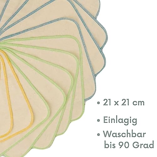 avo + cado Einlagige Flanellwaschlappen aus Bio-Baumwolle - 15 Stück - Mehrweg Baby Waschlappen als Ersatz für Feuchttücher - (Bunt/Sommer)