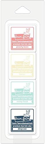 Lawn Fawn Ink Cube Packs - Front Porch, Ice Cream Parlor, Pumpkin Patch and Christmas Tree - 4 Pack Bundle