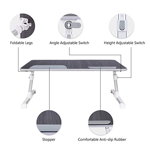 Laptop Bed Tray Table, Nearpow Adjustable Laptop Bed Stand, Portable Standing Table with Foldable Legs, Foldable Lap Tablet Table for Sofa Couch Floor - Medium Size - Thumbnail 7