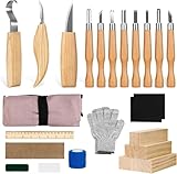 Schnitzwerkzeug Set,25PCS Holz Schnitzmesser mit Schleifsteine,Professional Holzschnitzerei Messer Werkzeuge Schnitzen Set Schnitzmesser Kinder,Für Anfänger Und Profis