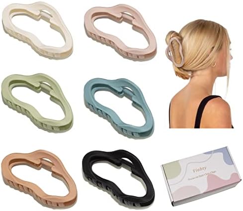 6 Pack Large Claw Clips for Thick Hair, 4.3 Inch Big Hair Clips for Women Thick Thin Curly Long Hair 90's Hair Claw Clips Matte Jaw Clip Strong Hold Hair Styling Accessories Jumbo Claw Clips for Hair