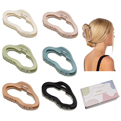 6 Pack Large Claw Clips For Thick Hair, 4.3 Inch Big Hair Clips For Women Thick Thin Curly Long Hair 90'S Hair Claw Clips Matte Jaw Clip Strong Hold Hair Styling Accessories Jumbo Claw Clips For Hair #TOP10
