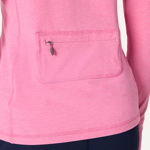 Amazon Essentials Women's Athletic Soft Performance Lightweight Quarter-Zip Long Sleeve Workout Top, Space Dye Pink, Medium