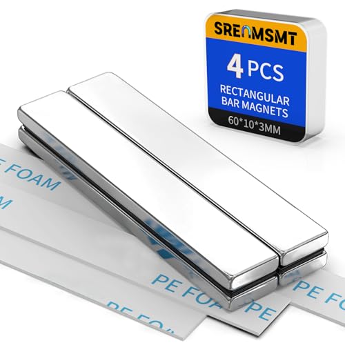 Image of Powerful Neodymium Bar Magnets, 4 Pack Heavy Duty Magnet, 60x10x3 mm | Rare Earth Magnets, Rectangular Magnets, Small Magnet Strong for Fridge, DIY, Garage, Kitchen, Science, Craft, Office