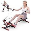Ab Machine and Rowing Machine, 4 in 1 Rowing Machines for Home with 3 Levels of Workout Resistance, Quiet & Foldable Rower Machine with 3 Adjustable Handle Heights & LCD Monitor, Row Machine for Home