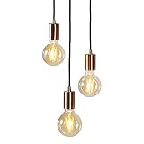 QAZQA - Design Art Deco Hängelampe I Pendellampe I Pendelleuchte Kupfer - Facil 3-flammig I Wohnzimmer I Schlafzimmer - Metall Zylinder - LED geeignet E27
