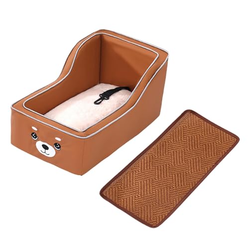 Baoblaze Sedile per cani con bracciolo centrale e, trasportino da viaggio per cani con cuscino rimovibile per di piccola taglia, CaffÈ