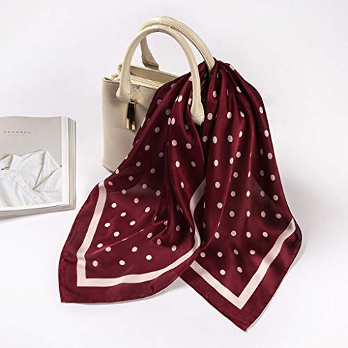 Women's Fashion Soft Large Satin Square Chiffon Polyester Scarf Set Head Neck Multiuse Solid Colors (Wine, 70X70cm)3