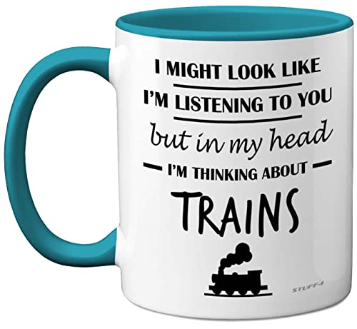 Stuff4 Steam Train Gifts for Men, in My Head I'm Thinking About Trains Mug