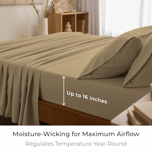 Image of Mellanni Twin Sheets Set - 3 PC Iconic Collection Bedding - Hotel Luxury, Extra Soft, Cooling Bed Sheets - Wrinkle, Fade, Stain Resistant (Twin, Gold)