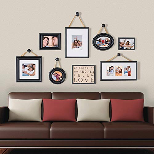Jerry & Maggie - Photo Frame 8 Pieces Set Diy Picture Frame Round Square Rectangle Selfie Gallery Collage Wall Hanging For 6" X 6" | 5" X 7" | 8" X 8" | 4" X 6" | 5" X 5" Photo - Wall Mounting Design #TOP11
