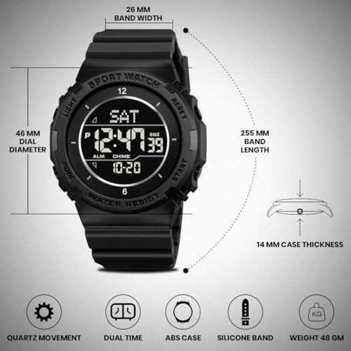 Image of V2A DIGITRON-AXON 2900 Digital Sports Watch for Men | Bold Round Display | Lightweight Waterproof Sports Watch with Alarm, Stopwatch, Backlight, Day & Date | Everyday Active Wear (Green)
