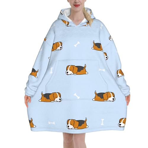 Sweat à capuche couverture flanelle avec manches pull géant motif chien