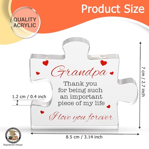 Image of Gifts for Grandpa - Engraved Acrylic Block Puzzle Gift 3.35 x 2.76 inch - Novelty Birthday, Christmas, Valentine's Gifts