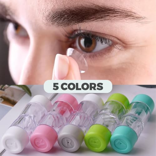JEYORZY 5 PCS Kontaktlinsenbehälter-Reiseset für Harte Linsen, Mini Reise Hard Lens Case mit Schutzbox, Tragbarer Linsenbehälter mit Reinigungsbehälter für Zuhause und Unterwegs, Kompakte Aufbewahrung