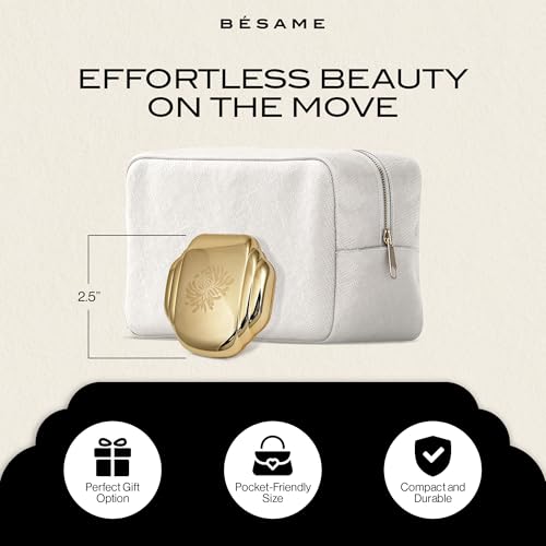 Besame Refillable Pressed Powder Compact | 1930s Art Deco Design | Makeup Case with Mirror & Magnetic Closure | Compatible with Besame Blush, Eyeshadow & Setting Powder Refill | Cosmetics Not Included3