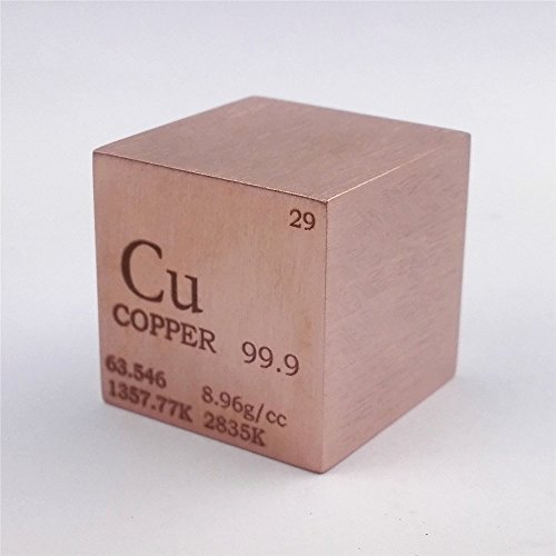 1 inch 25.4mm Copper Metal Cube 146g 99.9% Engraved Periodic Table of Elements