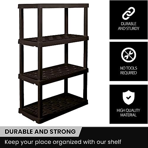 Oskar Storage Shelves – 4 Tier Heavy Duty Made in Canada, Garage Organizer, Bedroom, Kitchen Closet Stackable Plastic Shelving Unit Black, 600 Lbs Capacity — view 6