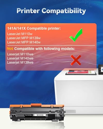 Image of Skydo (1 Pack) 141A Toner Cartridge Replacement for 141 A 141X W1410X Toner | W1410A Black Toner Cartridge Work wth LaserJet M110w MFP M139w M140w Printer (With Chip)
