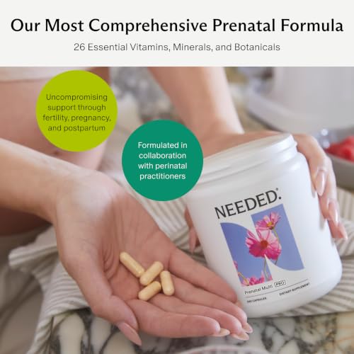 Image of Needed. Prenatal Multi Pro | Multivitamin with Choline Capsules for Prenatal, Pregnancy, Breastfeeding, Postpartum | Expertly-Formulated & Third-Party Tested | 30-Day Supply (Pack of 2)