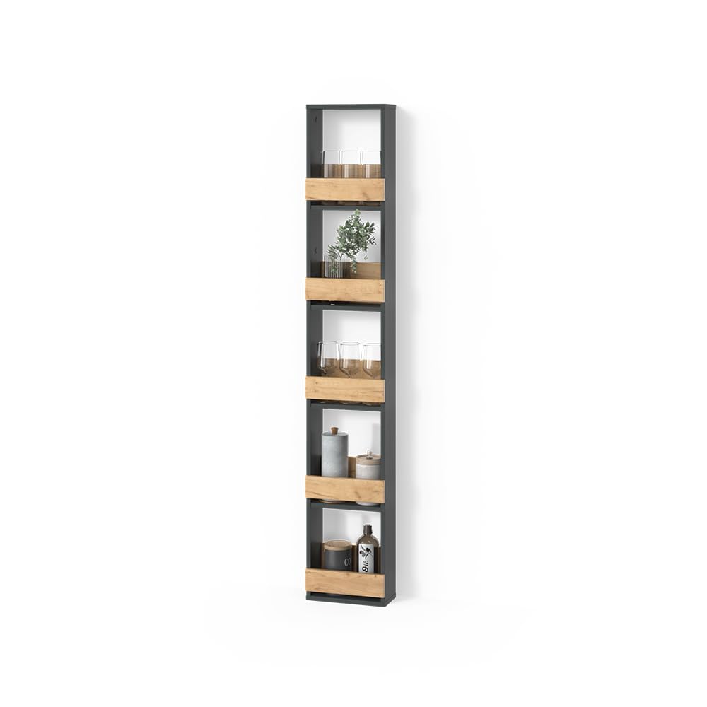 Livinity Estante para Copas de Vino Regusa, Oro Power Roble/Antracita, 30 x 180 cm