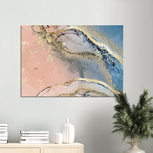 Art mural abstrait rose et bleu pour sublimer le design de votre chambre