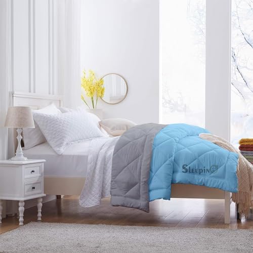 Image of 600 GSM Heavy Winter Single Bed Comforter | Microfiber, Breathable, Reversible,Soft, Lightweight & Machine Washable Comforter for Single Bed 60x90 Inch - SkySilver