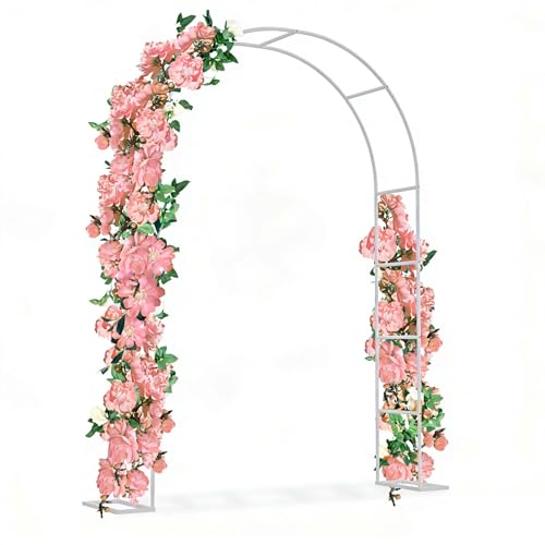 TATIVALO Rosenbogen 240x192x38 cm Metall Garten Torbogen Wetterfest & Stabil Rankhilfe für Kletterpflanzen Rankgitter für Rosen Gartenbogen für Hochzeit & Deko Weiß