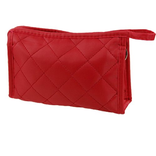 Women Zipper Closure Small Cosmetic Case Makeup Bag Red