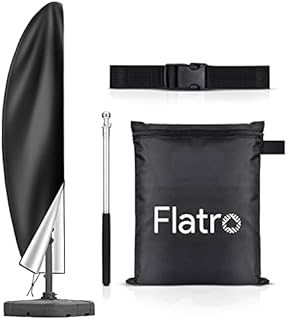 FLATRO Parasol Covers Cantilever Banana Umbrella Parasol Cover - Waterproof, Windproof with Drawstring, Full Zip and Storage Bag - 420d Oxford with UV Protection for Garden & Outdoors - Black