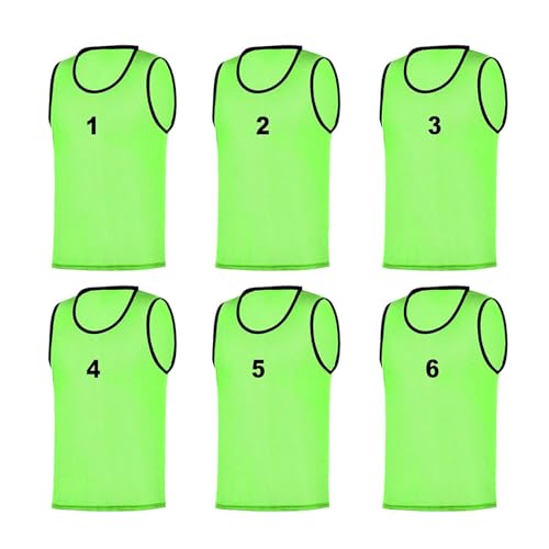 RHINOS sports Leibchen Set (6 Stück) | Nummeriert 1-6 | Grün | Größe M | Erwachsene
