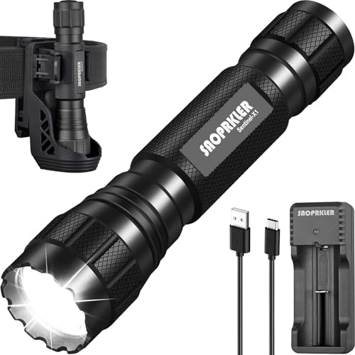 SAOPRKLER Tactical Flashlights High Lumens-1200 LM Police Flashlight with Holster for Duty Belt,Single Mode LED Flashlight for Camping/Law Enforcement-Sentinel-X1