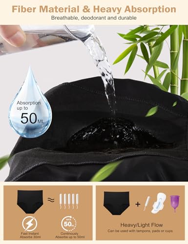 EcoPeriod Period Underwear for Women Heavy Flow High Waist Postpartum Underwear Menstrual Leakproof Period Panties2