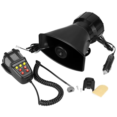 QWORK® Klakson samochodowy 120 dB 7 tonów, łatwe podłączenie za pomocą zapalniczki samochodowej, wodoszczelny, do samochodów ciężarowych, pojazdów, łodzi 12 V