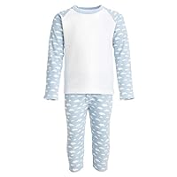 Blue Cloud Blank Pyjamas for Embroidery - Vinyl - HTV - DTG - Boy - Girl - Unisex - Cotton White - Various Sizes (as8, age, 6_months, 12_months)