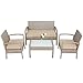 Produktbild Casaria Polyrattan Lounge Set 5cm Auflagen 5mm Sicherheitsglasplatte 7tlg 2 Sessel 1 Gartenbank Wetterfest Sitzgruppe Gartenmöbel Beige