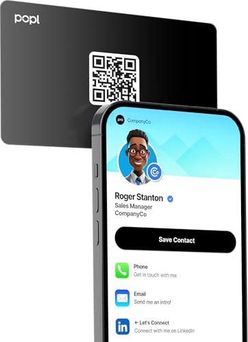 Popl Smart NFC Business Card - Sleek Modern Digital Business Card w/Instant App-Free Sharing -...