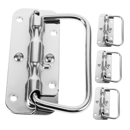 COOLHIYA 4pcs Box Chest Handle Silver Stainless Steel Spring Loaded Handle for Cabinet Cabinet Door Handles Metal Handle