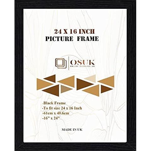 OSUK Black Photo Frame 61 x 40.6cm Large Photo Frame 24 x 16 Inch Picture Frames With Clear Perspex Front & Wall Mounting Black 16" x 24" Frame (Black) Cover