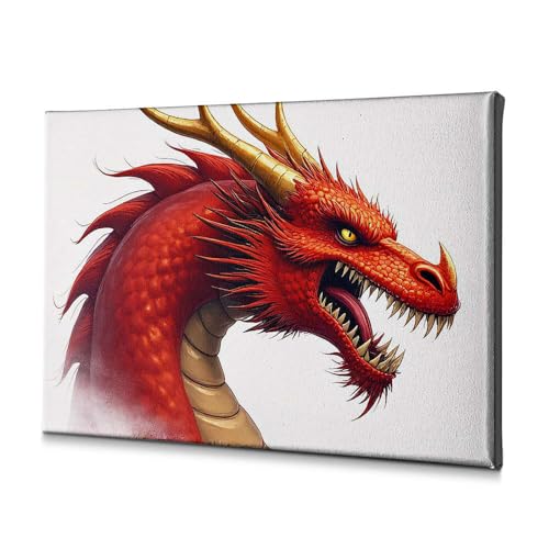 Toile de dragon rouge féroce pour illuminer votre salon à Pâques
