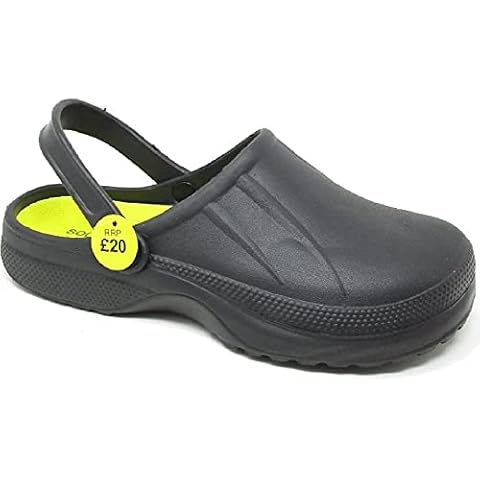 sole london Ladies Garden Clogs Slippers Hospital Chef Pool Beach Holiday Sandals Shoes Black Cover