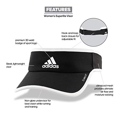 Adidas Women's Superlite Performance Visor, Black/White, One Size #TOP2