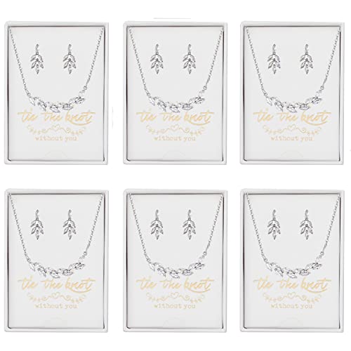 DHQH Bridesmaid Earrings Necklace Set Proposal Gifts Set for Women Leaf Pendant Necklace set of 4/6 Wedding Jewelry