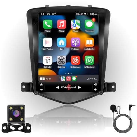 Plug&Play 9.7inch 2+32GB 4Core IPS Full Touch Android Car Radio Audio Video Stereo Player for Chevrolet Cruze J300 2008-2014 with CarPlay WiFi BT MirrorLink Split Screen PIP GPS Navigation Cover