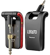 ギターワイヤレスシステム 送受信機 エレキギター ギターに直接プラグ・イン エレキギターアンプ 6.35mmステレオとモノラルプラグ付 6チャンネル 280°回転 充電式 (黒*黒)