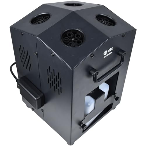 QTX Máquina de bolhas Tetra | máquina profissional de bolhas de 4 rodas de alto desempenho com controlo remoto sem fios e tanque de 1,2 l, gerador de bolhas portátil para festas, casamentos