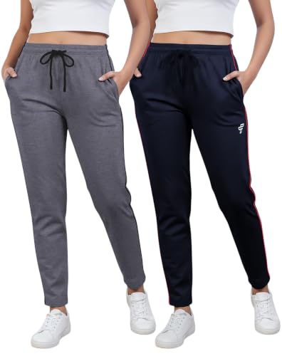 Image of Women Cotton Regular Fit Track Pants (Pack of 2)